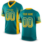 Custom Teal Gold-White Drift Fashion Football Jersey