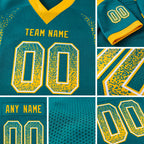 Custom Teal Gold-White Drift Fashion Football Jersey detail