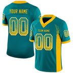 Custom Teal Gold-White Drift Fashion Football Jersey photo 1