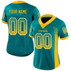 Custom Teal Gold-White Drift Fashion Football Jersey photo 2