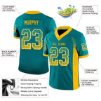 Custom Teal Gold-White Drift Fashion Football Jersey photo 3