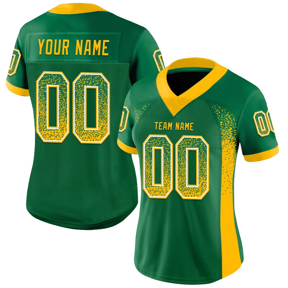Custom Kelly Green Gold-White Drift Fashion Football Jersey photo 2