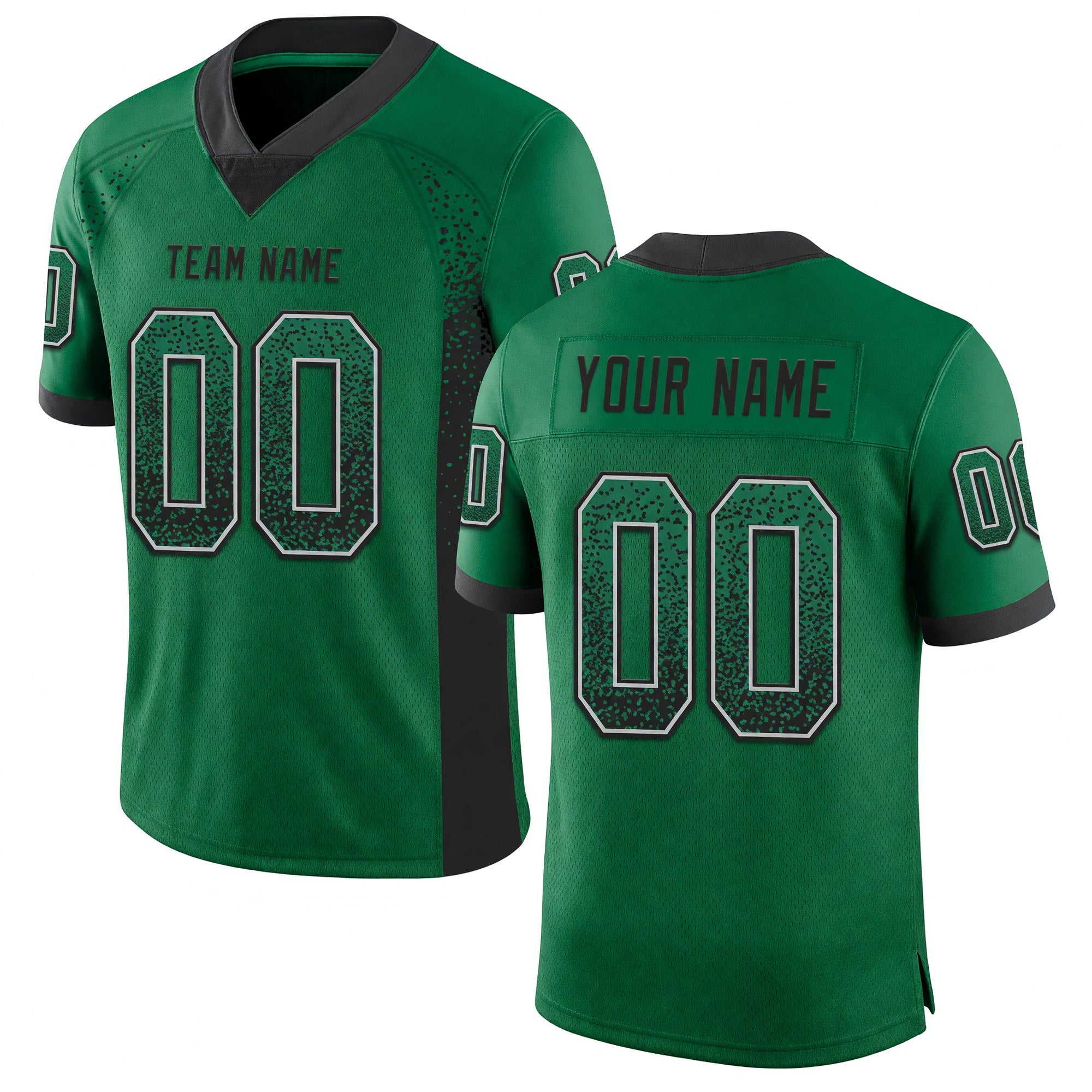 Custom Kelly Green Black-Gray Drift Fashion Football Jersey