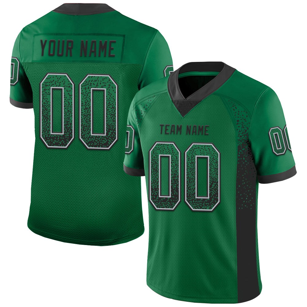 Custom Kelly Green Black-Gray Drift Fashion Football Jersey photo 1