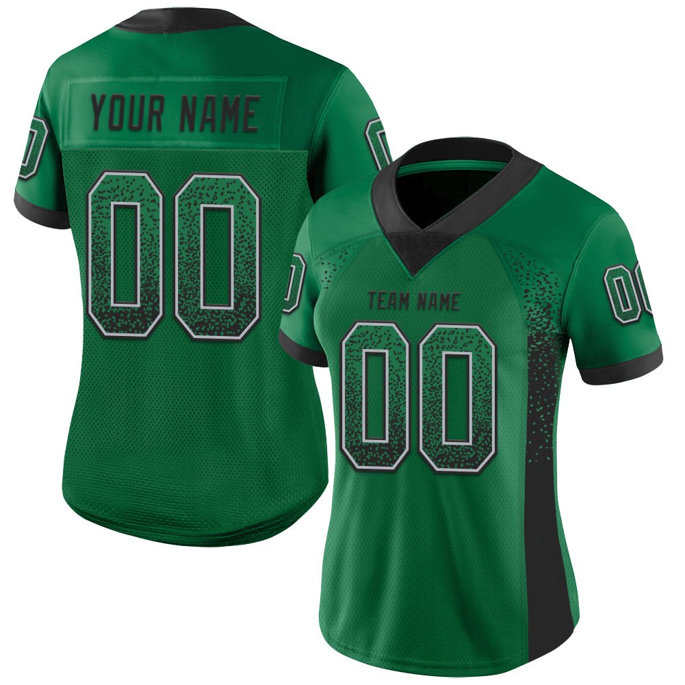 Custom Kelly Green Black-Gray Drift Fashion Football Jersey photo 2