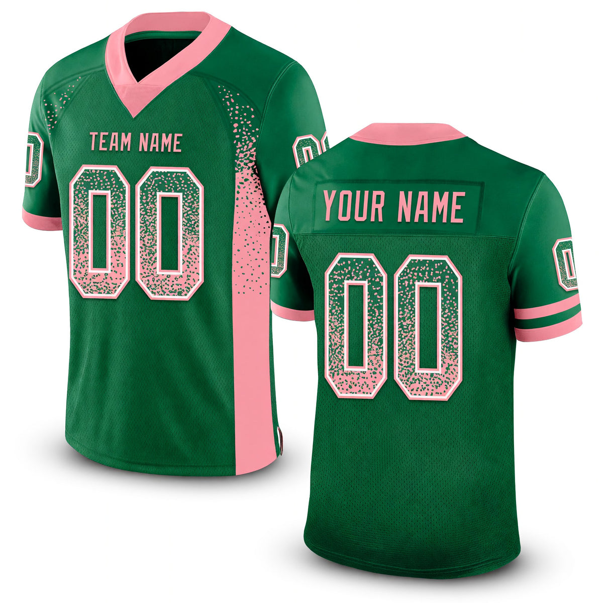 Custom Kelly Green Medium Pink-White Drift Fashion Football Jersey
