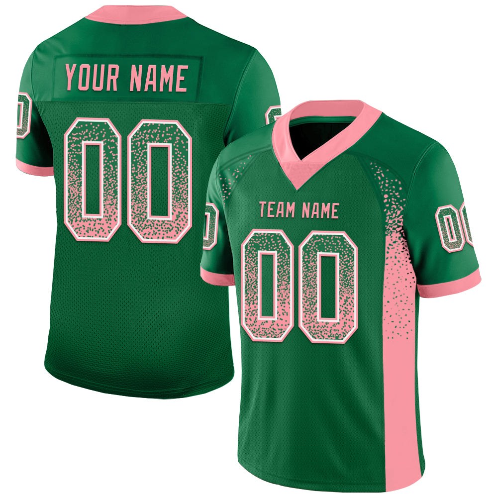 Custom Kelly Green Medium Pink-White Drift Fashion Football Jersey photo 1