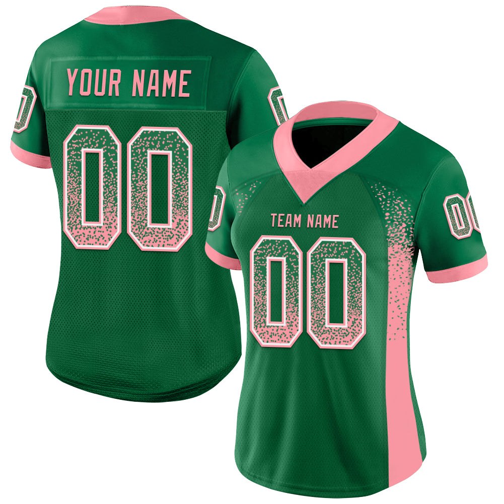 Custom Kelly Green Medium Pink-White Drift Fashion Football Jersey photo 2