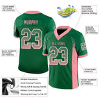 Custom Kelly Green Medium Pink-White Drift Fashion Football Jersey photo 3