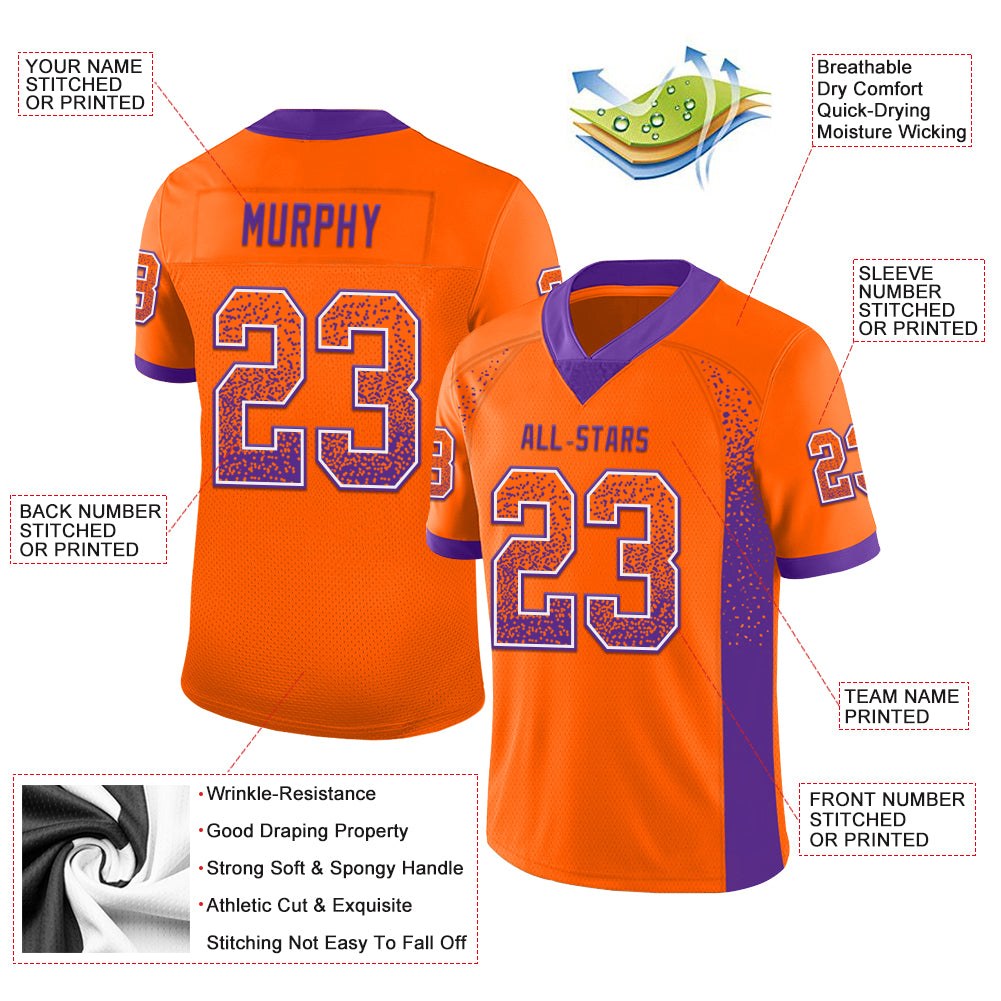 Custom Orange Purple-White Drift Fashion Football Jersey photo 2