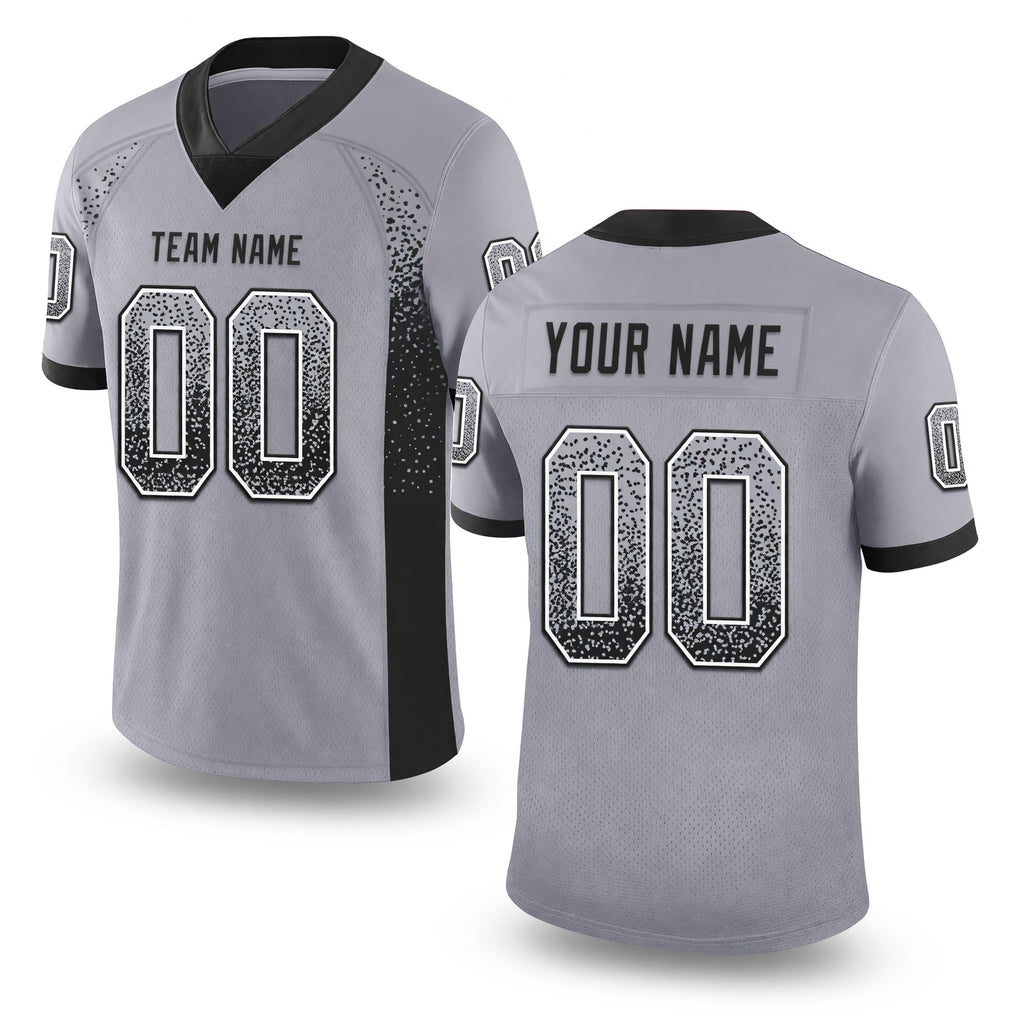 Custom Gray Black-White Drift Fashion Football Jersey