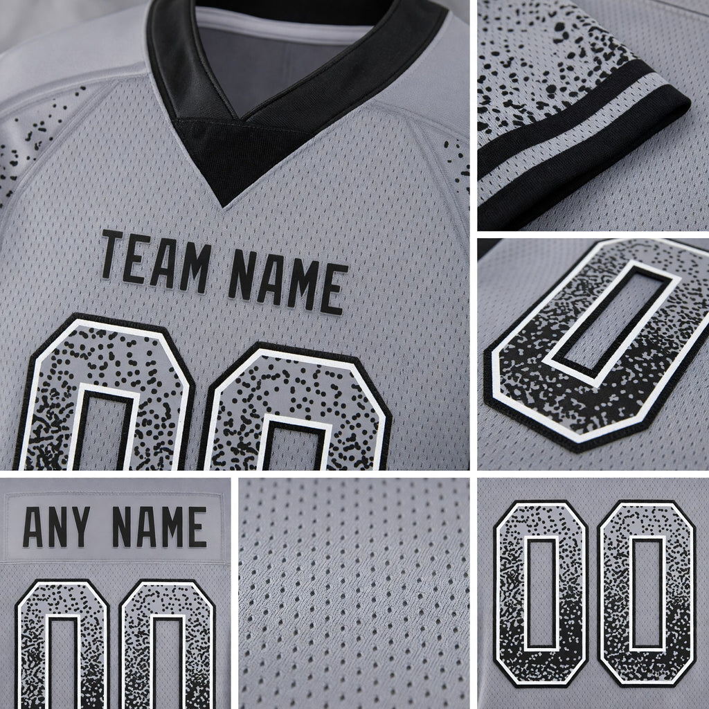 Custom Gray Black-White Drift Fashion Football Jersey detail
