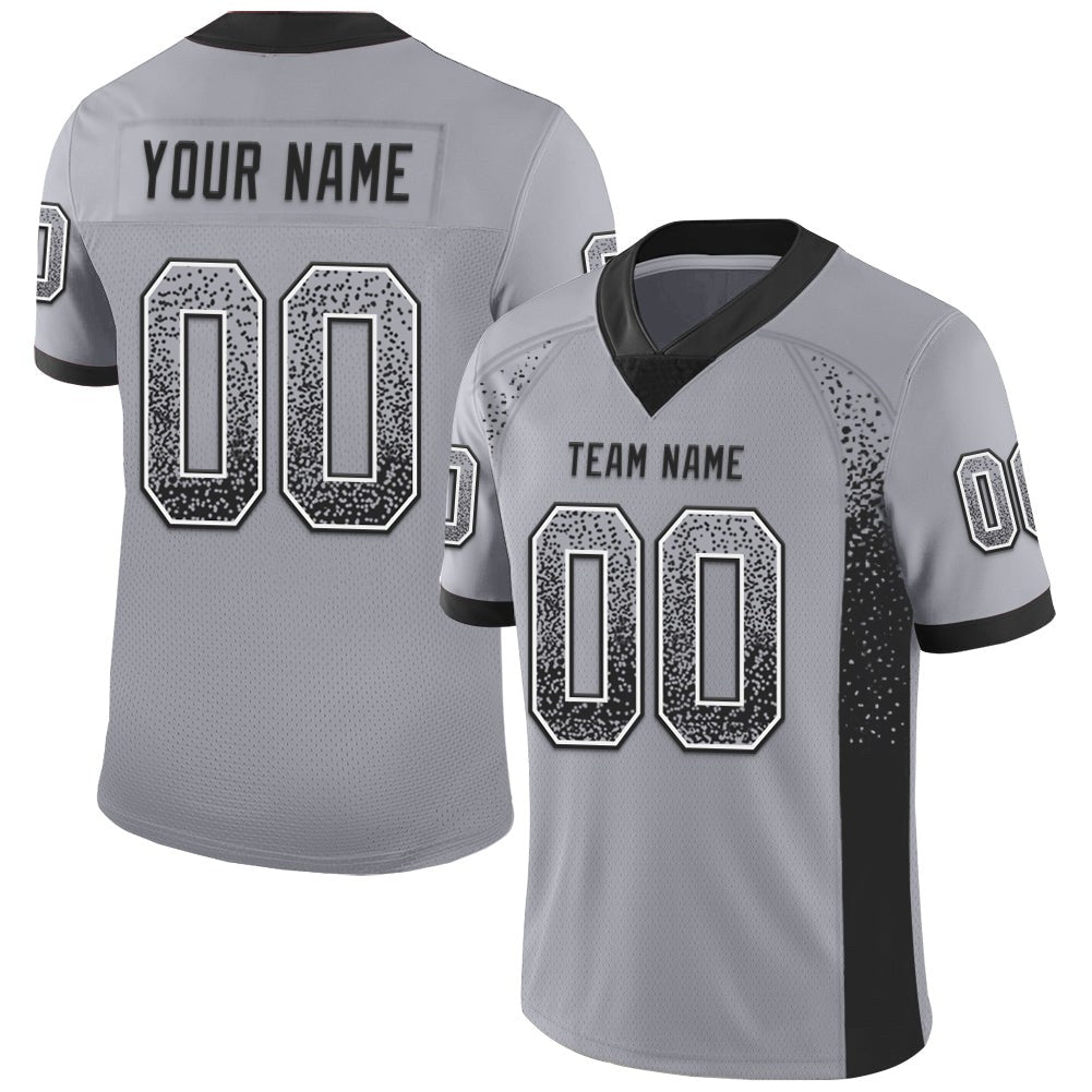Custom Gray Black-White Drift Fashion Football Jersey photo 1