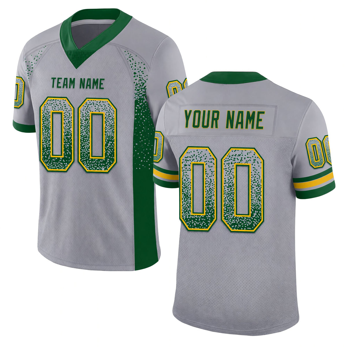 Custom Gray Green-Gold Drift Fashion Football Jersey