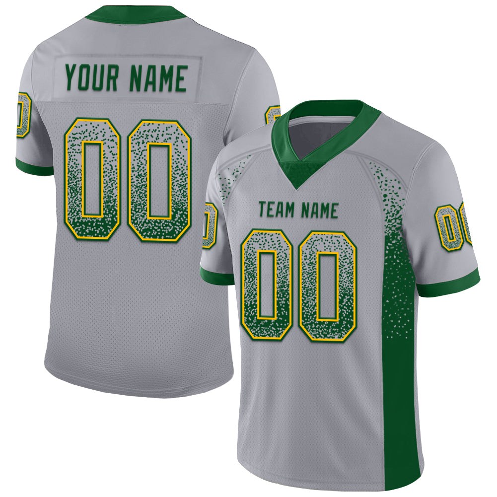 Custom Gray Green-Gold Drift Fashion Football Jersey photo 1