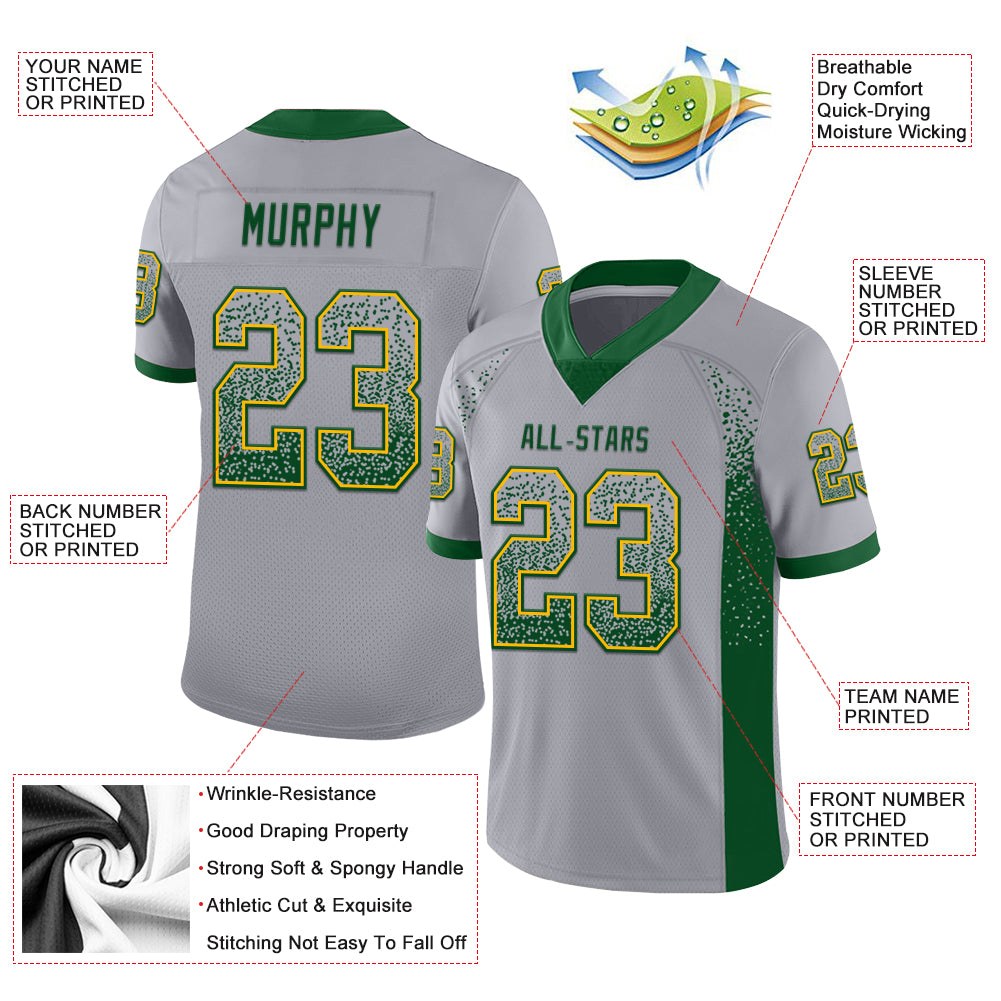 Custom Gray Green-Gold Drift Fashion Football Jersey photo 2