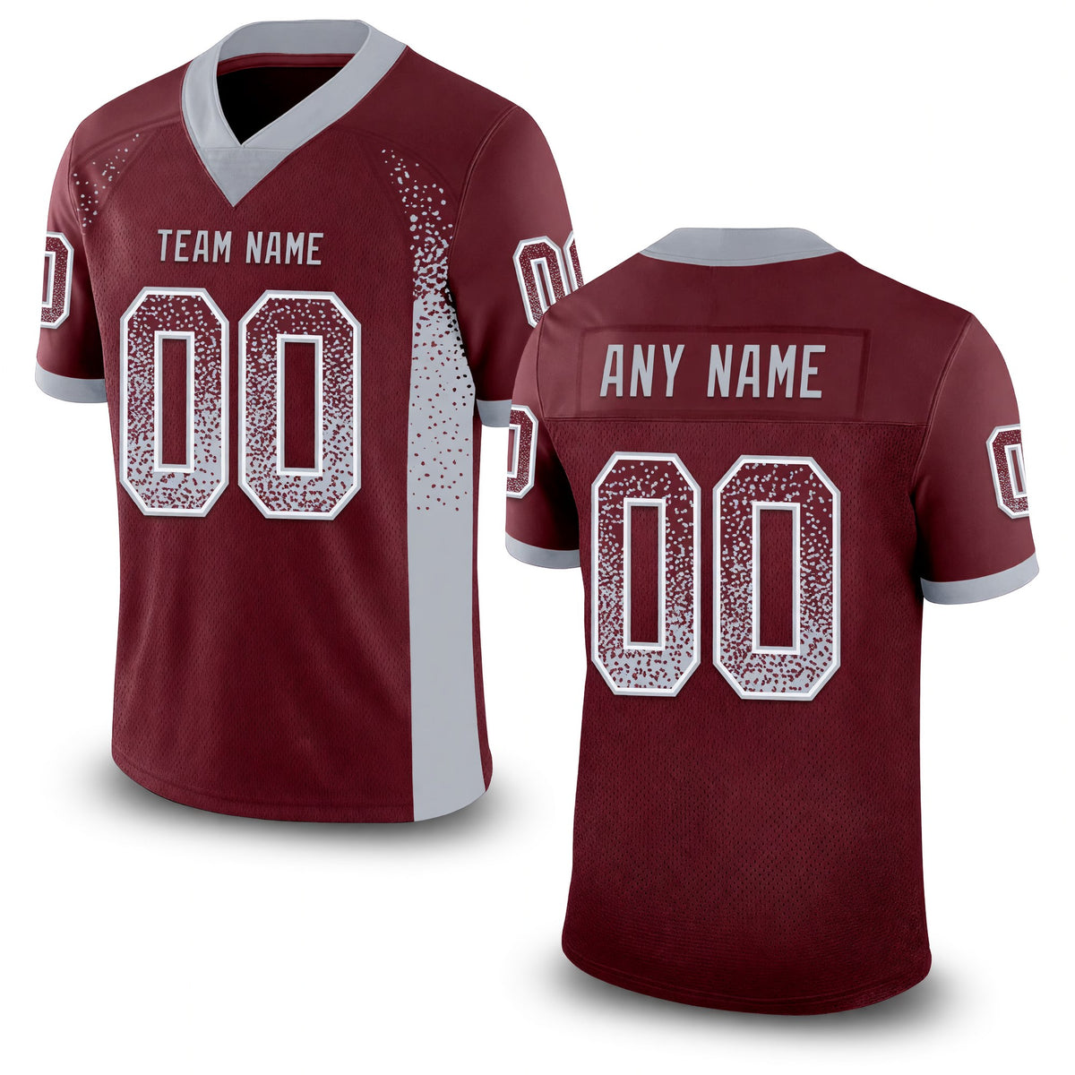 Custom Burgundy Gray-White Drift Fashion Football Jersey