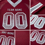 Custom Burgundy Gray-White Drift Fashion Football Jersey detail