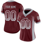 Custom Burgundy Gray-White Drift Fashion Football Jersey photo 2