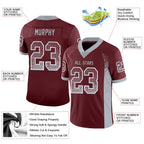 Custom Burgundy Gray-White Drift Fashion Football Jersey photo 3