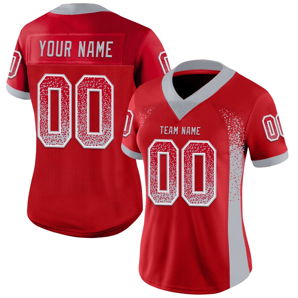 Custom Red Gray-White Drift Fashion Football Jersey photo 2