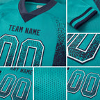 Custom Aqua Navy-White Drift Fashion Football Jersey detail
