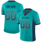 Custom Aqua Navy-White Drift Fashion Football Jersey photo 1