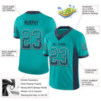 Custom Aqua Navy-White Drift Fashion Football Jersey photo 2