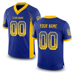 Custom Royal Yellow-White Drift Fashion Football Jersey