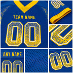 Custom Royal Yellow-White Drift Fashion Football Jersey detail