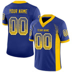 Custom Royal Yellow-White Drift Fashion Football Jersey photo 1
