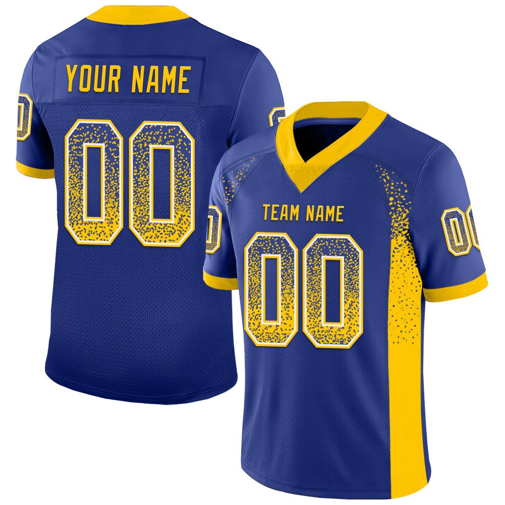 Custom Royal Yellow-White Drift Fashion Football Jersey photo 1
