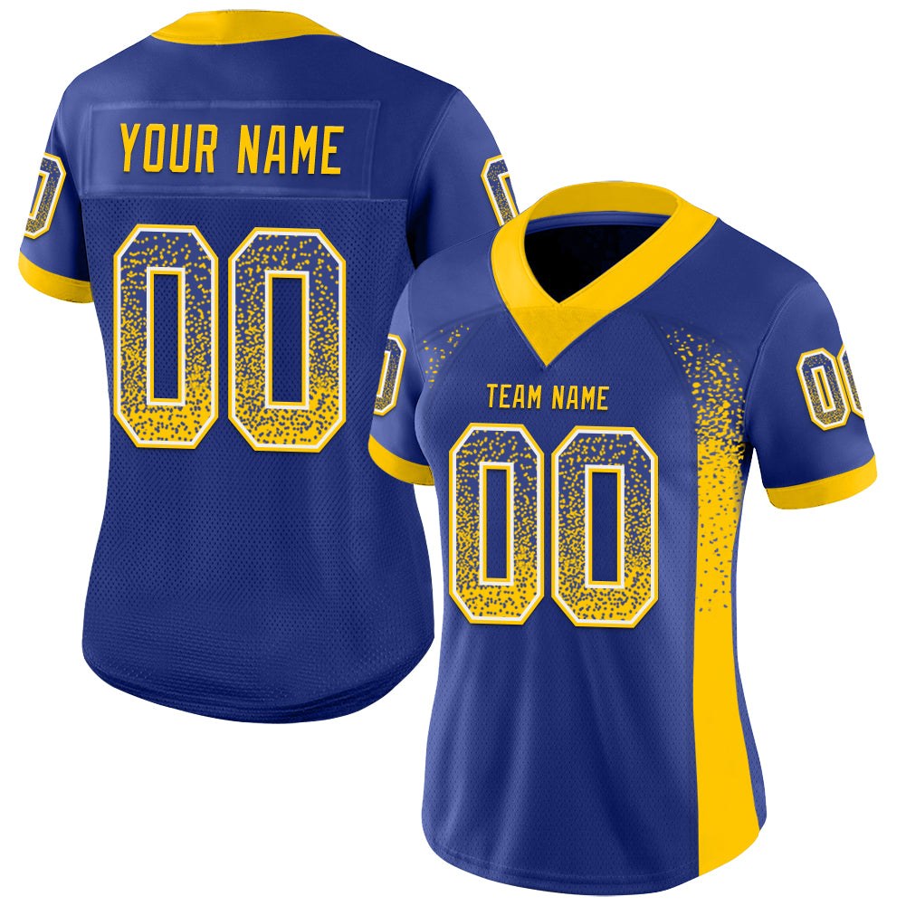Custom Royal Yellow-White Drift Fashion Football Jersey photo 2