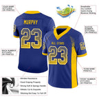 Custom Royal Yellow-White Drift Fashion Football Jersey photo 3