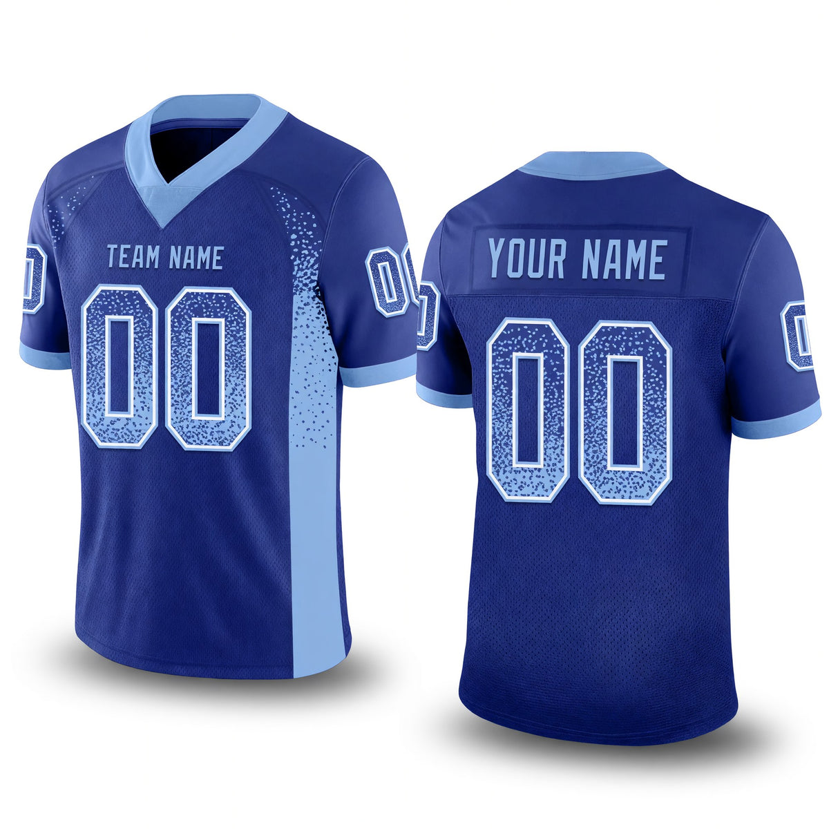 Custom Royal Light Blue-White Drift Fashion Football Jersey
