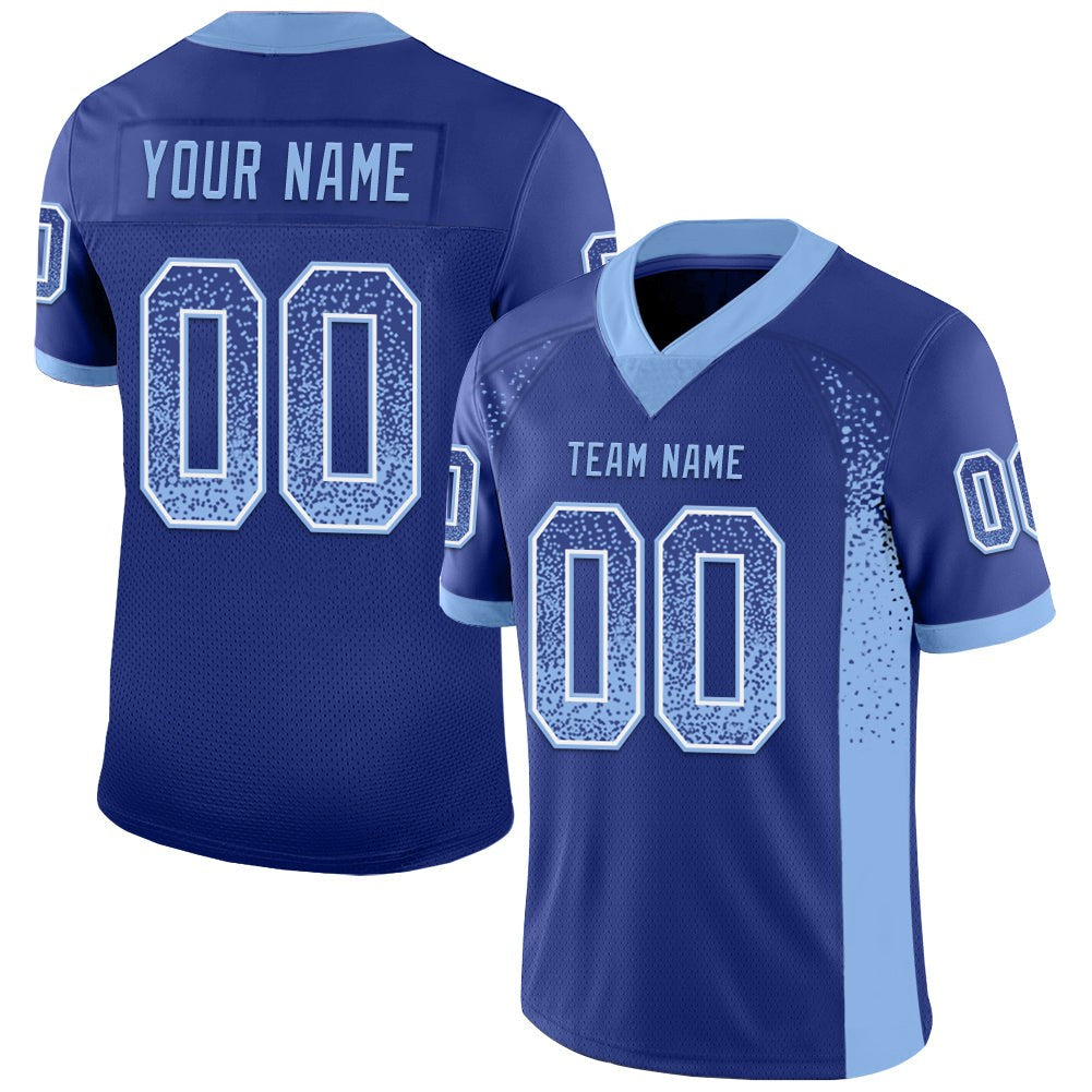 Custom Royal Light Blue-White Drift Fashion Football Jersey photo 1