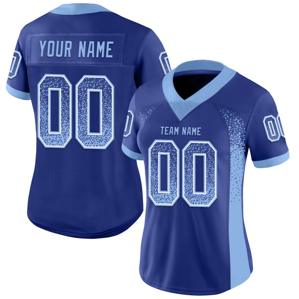 Custom Royal Light Blue-White Drift Fashion Football Jersey photo 2