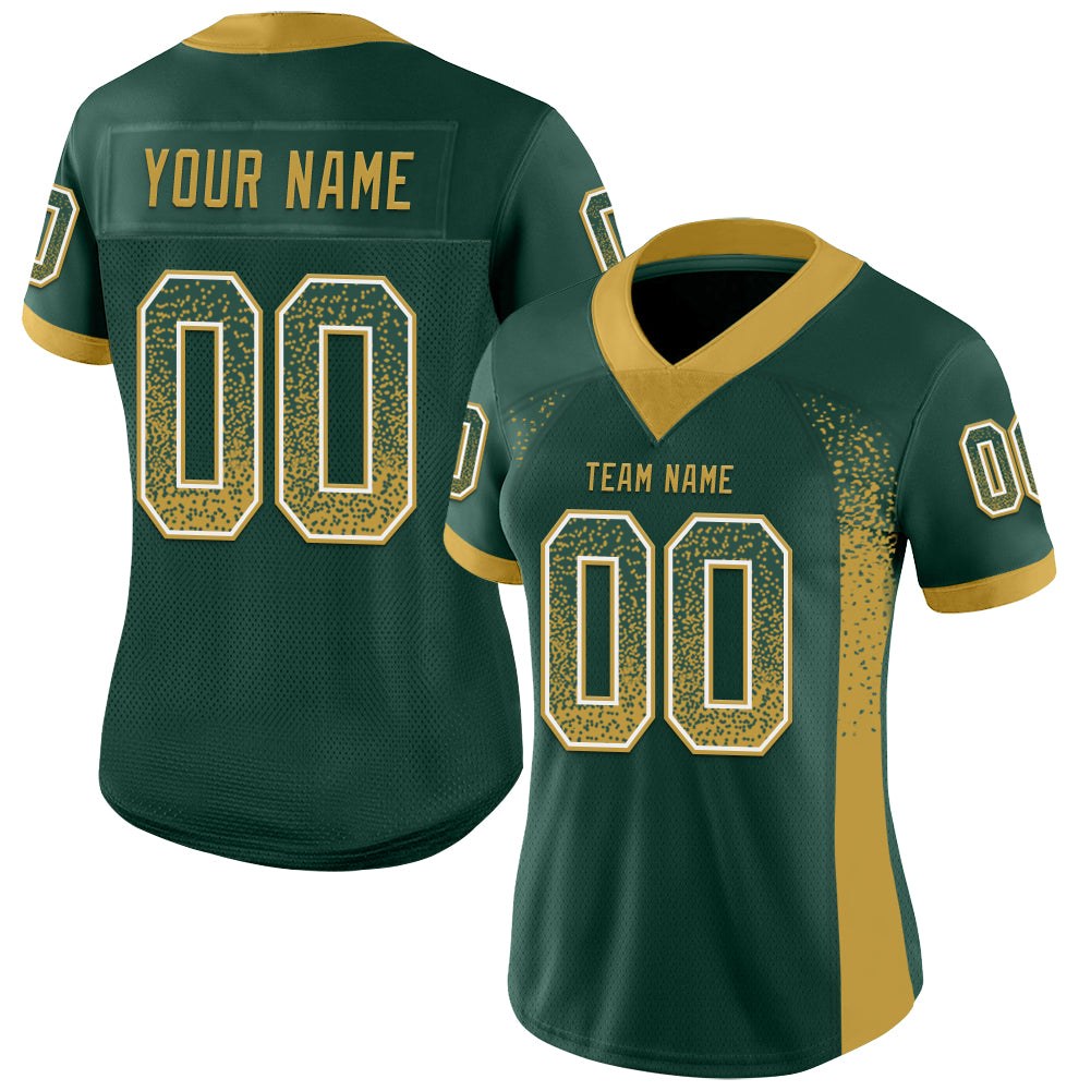 Custom Green Old Gold-White Drift Fashion Football Jersey photo 2