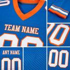Custom Powder Blue White-Orange Mesh Authentic Football Jersey detail