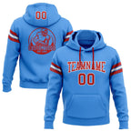 Custom Stitched Powder Blue Red-White Football Pullover Sweatshirt Hoodie photo 1