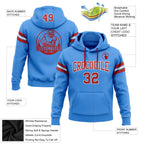 Custom Stitched Powder Blue Red-White Football Pullover Sweatshirt Hoodie photo 2