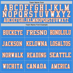 Custom Powder Blue White-Orange Mesh Authentic Throwback Football Jersey photo 2