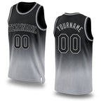 Custom Black Black-Gray Authentic Fade Fashion Basketball Jersey