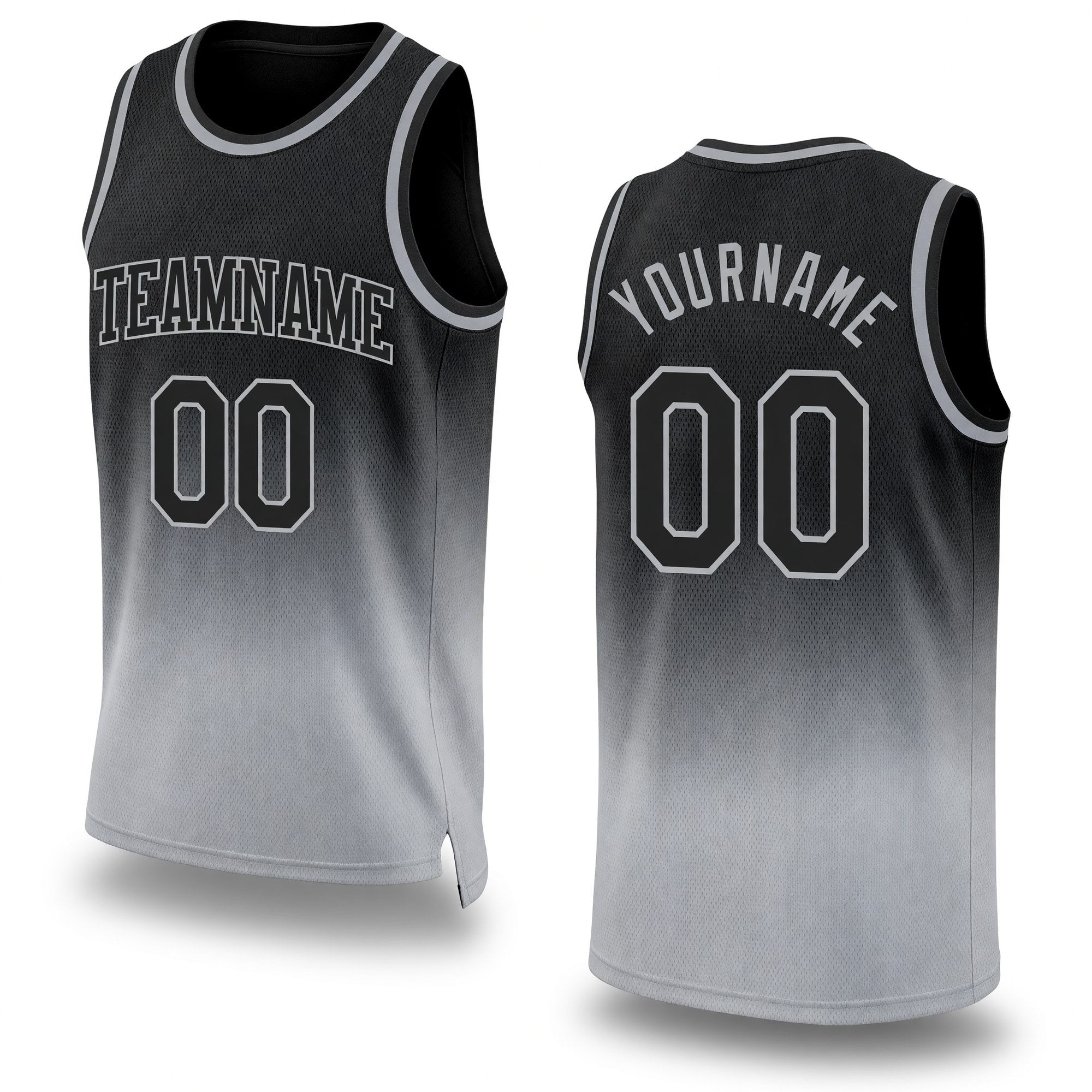 Custom Black Black-Gray Authentic Fade Fashion Basketball Jersey