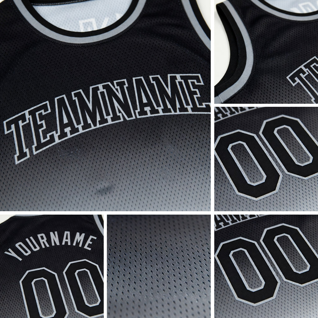 Custom Black Black-Gray Authentic Fade Fashion Basketball Jersey detail