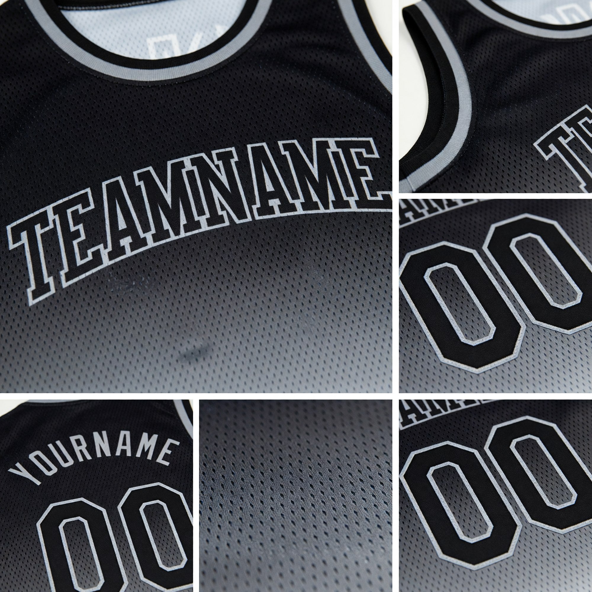 Custom Black Black-Gray Authentic Fade Fashion Basketball Jersey detail