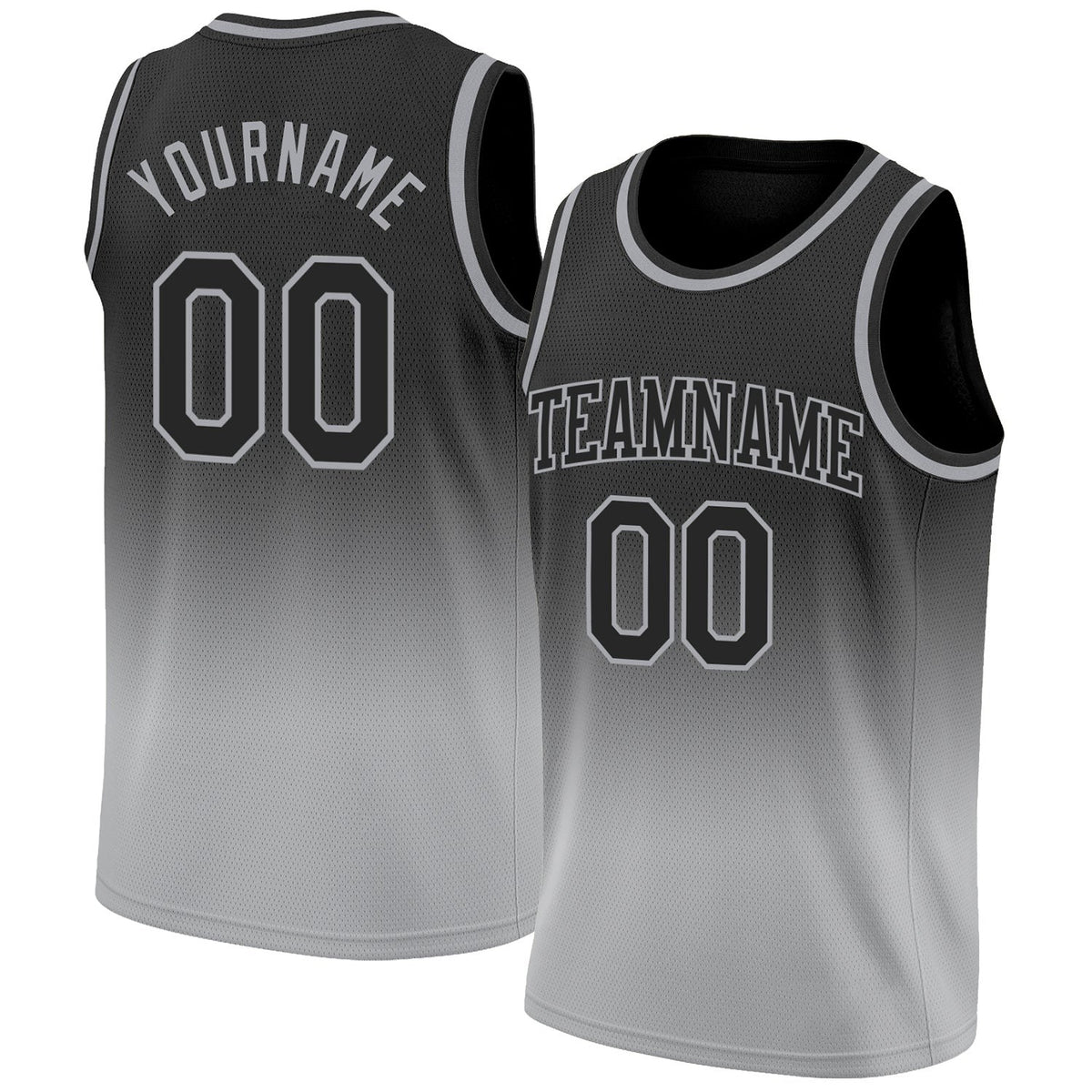 Custom Black Black-Gray Authentic Fade Fashion Basketball Jersey photo 1