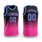 Custom Black Light Blue-Pink Authentic Fade Fashion Basketball Jersey