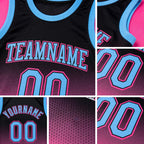 Custom Black Light Blue-Pink Authentic Fade Fashion Basketball Jersey detail