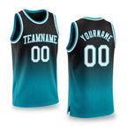 Custom Black White-Teal Authentic Fade Fashion Basketball Jersey